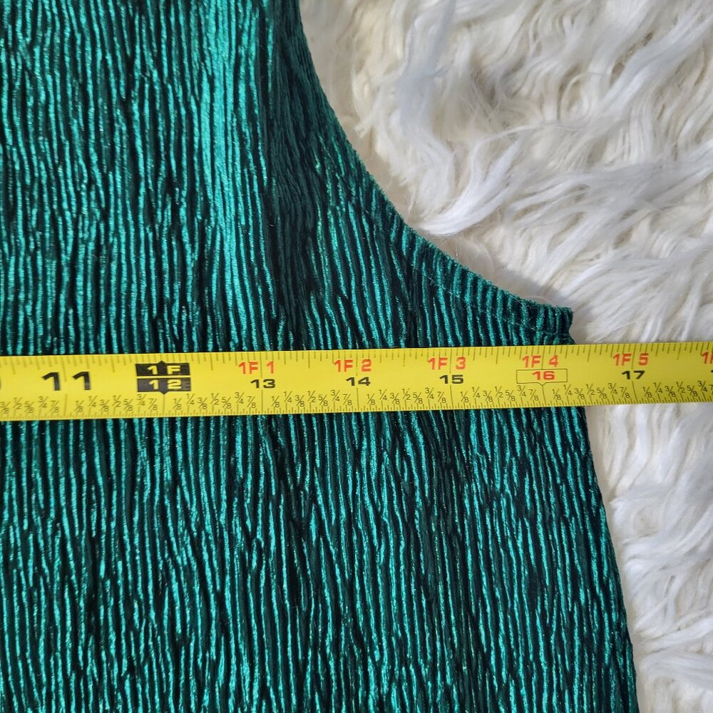 Anthropologie Maeve Small Twist Back Velvet Textured Midi Dress Emerald Green - Picture 9 of 10